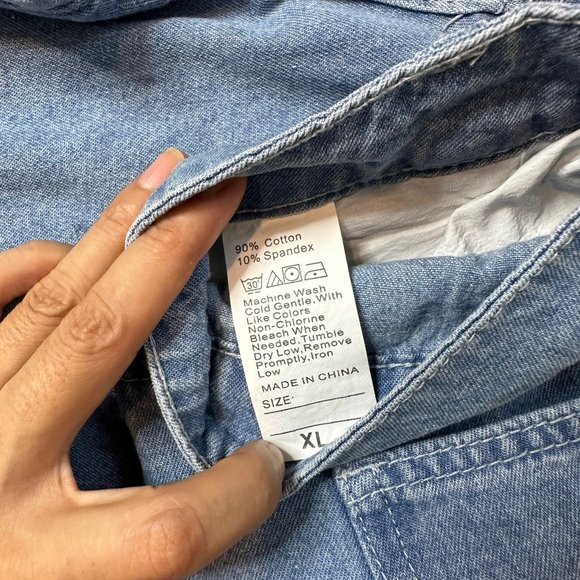 Womens Cargo Jeans Size XL Blue Wide Leg High Rise Multiple Pockets - Picture 3 of 15